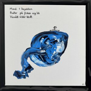 En mand padler roligt, båret af et væsen fra fantasiens verden.