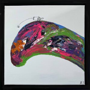 En kanonkugle bryder gennem former og farver.